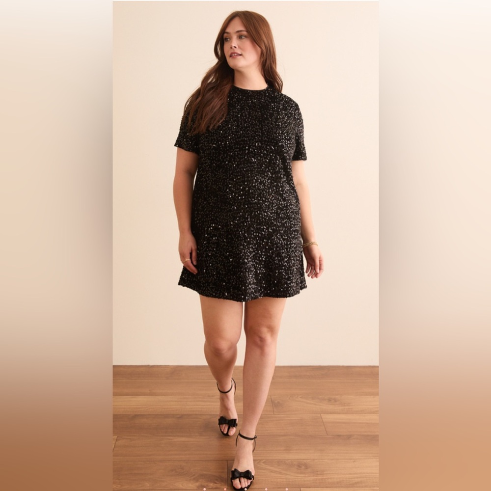 ARULA Black Sequin Mini Dress